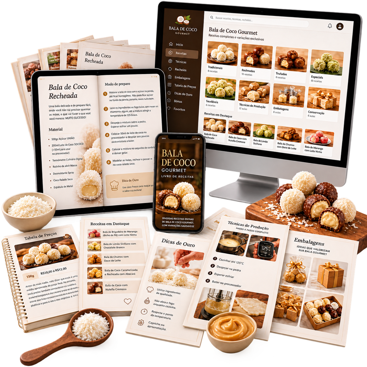 Mockup de la guía Dulces de Coco Gourmet